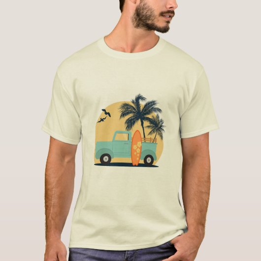 Retro-T - Shirt surfen (Vorderseite)