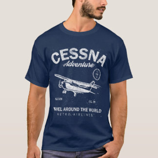 Retro T-Shirt Vintage Cessna Abenteuer Luftfahrt