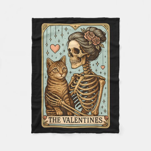 Retro Tabby Cat Valentine's Day Mom Tarot Card Fleecedecke (Vorderseite)
