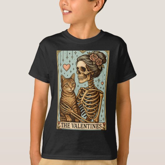 Retro Tabby Cat Valentine's Day Mom Tarot Card T-Shirt (Vorderseite)