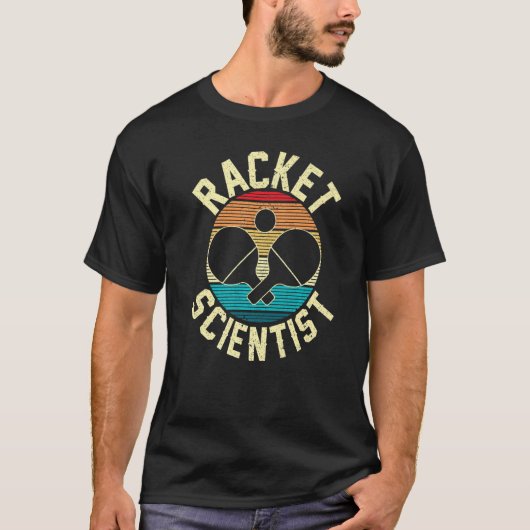 Retro Table Tennis Racket Scientist Ping Pong Prem T-Shirt (Vorderseite)