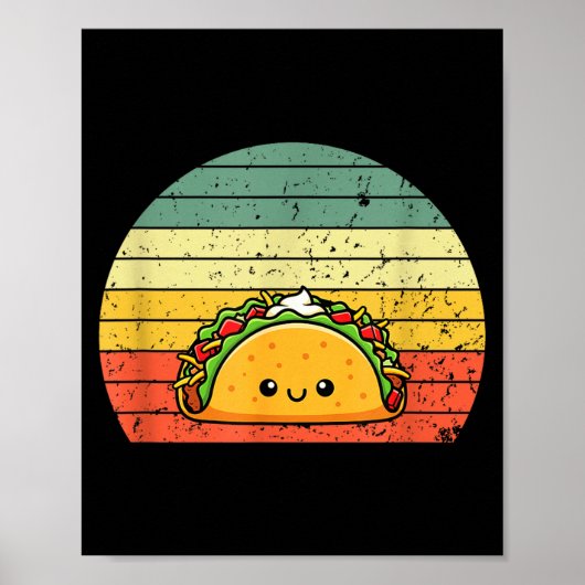 Retro Taco Lover Shirt Funny Retro Taco Humor  Poster (Vorne)