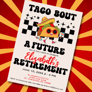 Retro-Taco-Party zur Rentner-Feier-Abschlussfeier Einladung