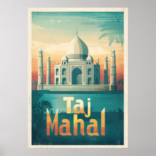 Retro Taj Mahal India Reisenposter Poster