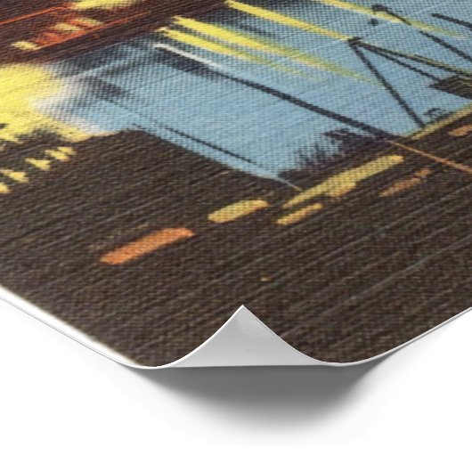 Retro Talmadge Bridge Night Savannah GA Poster (Ecke)