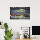 Retro Talmadge Bridge Night Savannah GA Poster (Heimbüro)