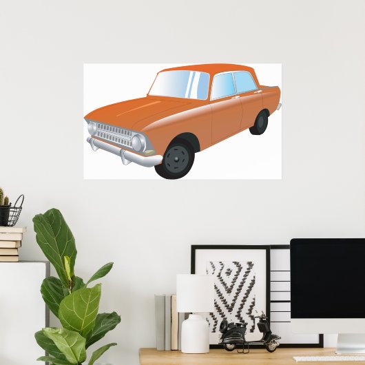 Retro Tan Car Poster (Heimbüro)