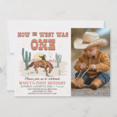 Retro-Tan-Foto wie West war ein 1. Geburtstag Einladung (Vorderseite)
