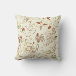 Retro-Tan und braunes Blumenkissen Kissen