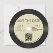 Retro Tan Vinyl Record Wedding Save the Date (Vorderseite)