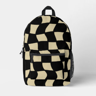 Retro Tan Wavy Karo Bedruckter Rucksack