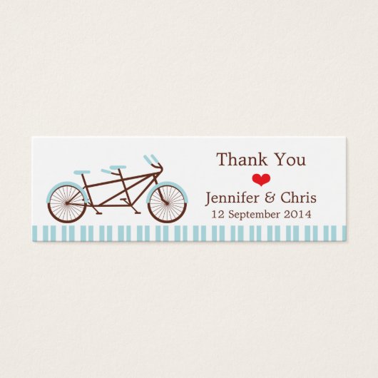 Retro Tandem Bicycle Blue & White Striping Wedding (Vorderseite)