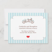 Retro Tandem Bicycle Blue & White Striping Wedding (Vorderseite)