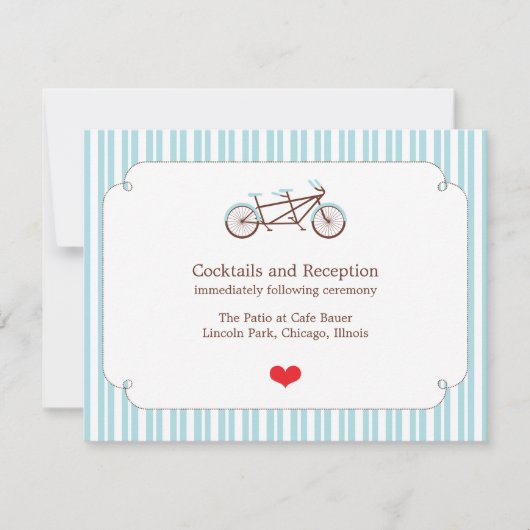 Retro Tandem Bicycle Blue & White Striping Wedding (Vorderseite)