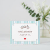 Retro Tandem Bicycle Blue & White Striping Wedding (Stehend Vorderseite)