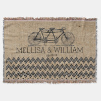 Retro Tandem Bicycle Zickzack Burlap Wedding Gesch