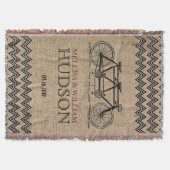 Retro Tandem Bicycle Zigzag Zickzack Hochzeitsgesc Decke (Vorderseite)