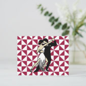 Retro Tango Dancers Burgundy Geometric Postkarte (Stehend Vorderseite)