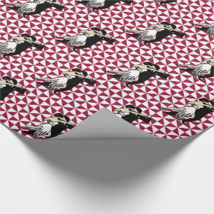 Retro Tango Dancers Burgundy und White Geometric Geschenkpapier