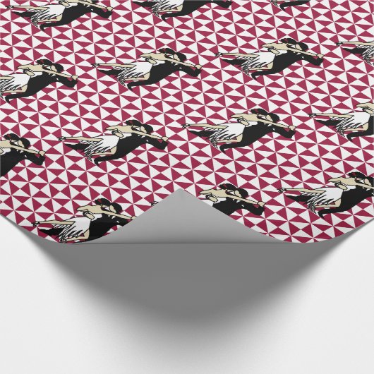 Retro Tango Dancers Burgundy und White Geometric Geschenkpapier (Ecke)