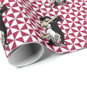 Retro Tango Dancers Burgundy und White Geometric Geschenkpapier (Rolleneckpunkt)