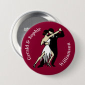 Retro-Tango-Tänzer auf Marone Button (Vorne & Hinten)