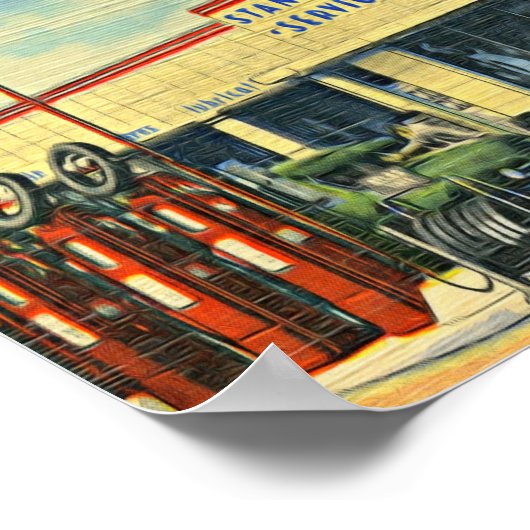 Retro-Tankstelle Poster (Ecke)