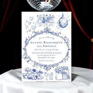 Retro-Tanz Disco-Kugel Geburtstagsfeier Einladung