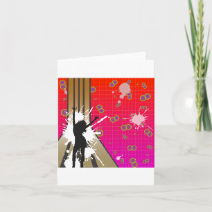 Retro-Tanz-Silhouette-Farbspritzer-Kreise Karte