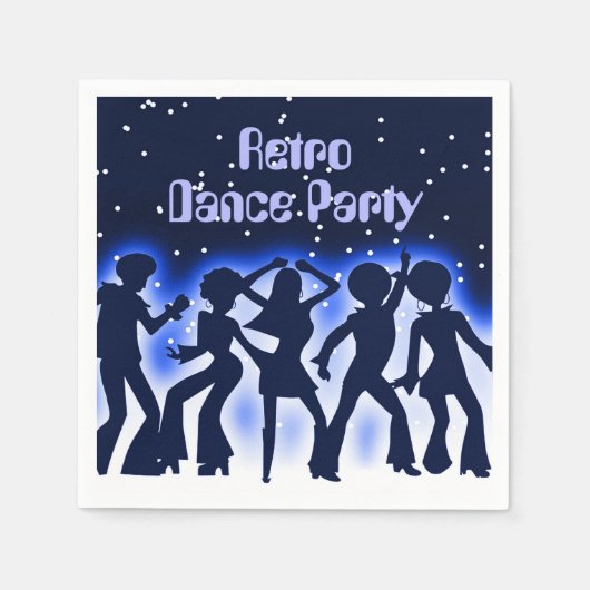 Retro-Tanzparty Blau Serviette (Vorderseite)