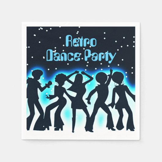 Retro-Tanzparty Türkis Serviette (Vorderseite)