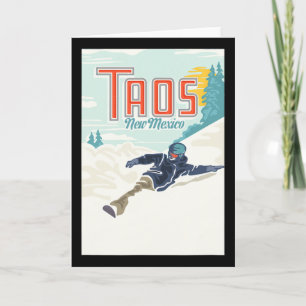 Retro Taos Ski Valley New Mexico Skifahren Snowboa Karte