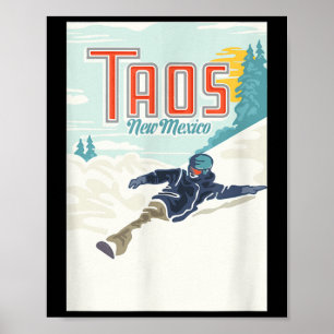 Retro Taos Ski Valley New Mexico Skifahren Snowboa Poster