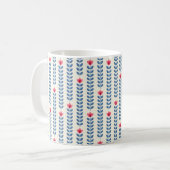 Retro-Tapete - Blumenmuster mit abstraktem Scanner Kaffeetasse (Vorderseite Links)