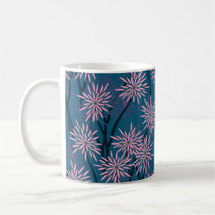 Retro-Tapete im asiatischen Stil in marineblau pi Kaffeetasse