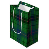 Retro Tartan Davidson Green Kariert Mittlere Geschenktüte (Vorderseite Schrägansicht)