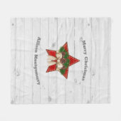 Retro Tartan, weißes Holz Weihnachtsstern Fleecedecke (Vorderseite (Horizontal))
