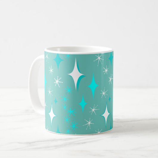 Retro-Tasse Aquamarin und White Star Kaffeetasse (Vorderseite Links)