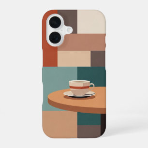 Retro-Tasse auf rundem Tisch iPhone 16 Hülle