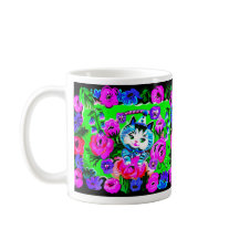 Retro-Tasse mit Katze im Korb
