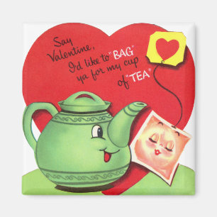 Retro Tasse Tee Valentinsgruß Magnet