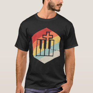 Retro-Tastatur und Christliches Kreuz-Band T-Shirt