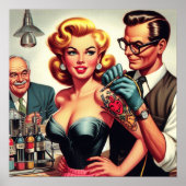 Retro-Tätowiermädchen Poster (Vorne)