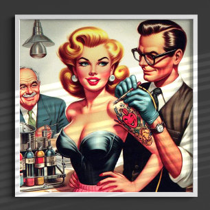 Retro-Tätowiermädchen Poster