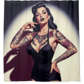 Retro tätowierte Pin-up Duschvorhang (Vorderseite)