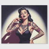 Retro tätowierte Pin-up Geschenkpapier (Flach)