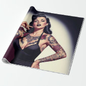 Retro tätowierte Pin-up Geschenkpapier (Ungerollt)