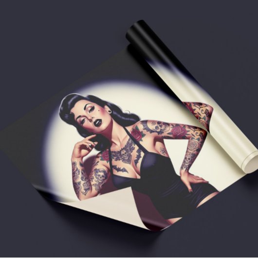 Retro tätowierte Pin-up Geschenkpapier