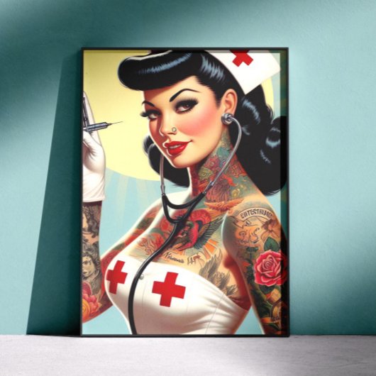 Retro-Tätowierte Pin-up-Krankenschwester Poster
