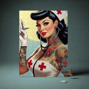 Retro-tätowierte Pin-up-Krankenschwester Puzzle